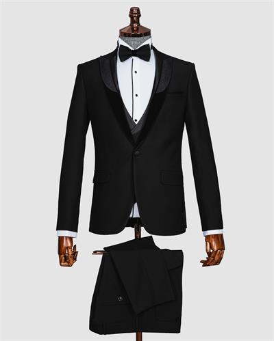 Ech.5689-07 Simli Çıkmayaka Yelekli Damatlık