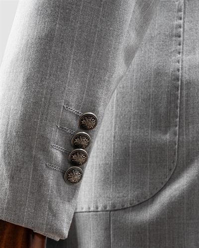 Ech.2443 Kruvaze Beyaz Çizgili Takım Elbise