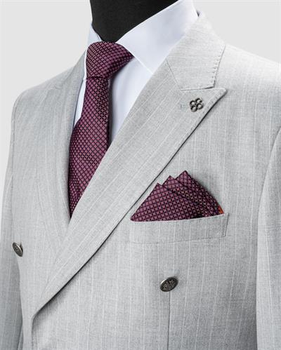 Ech.2443 Kruvaze Beyaz Çizgili Takım Elbise