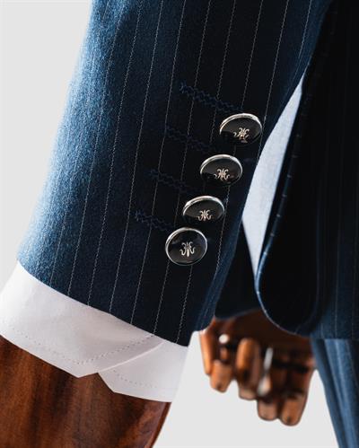 Ech.2443 Kruvaze Beyaz Çizgili Takım Elbise