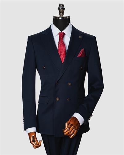 Ech.508-2471 Düz Kumaş Kruvaze Takım Elbise