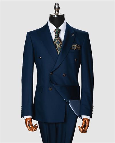 Ech.508-2471 Düz Kumaş Kruvaze Takım Elbise