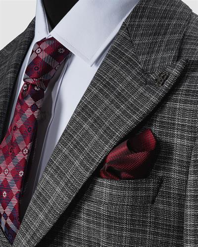 Ech.2350-22 Ekoseli Yelekli Takım Elbise