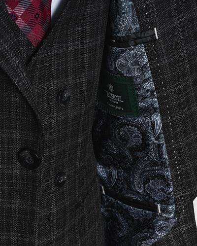 Ech.2350-22 Ekoseli Yelekli Takım Elbise