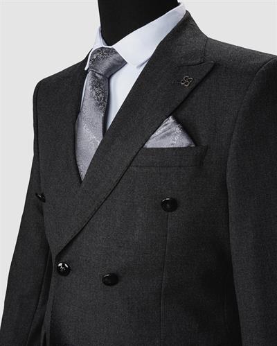 Ech. 2344 Düz Kumaş Kruvaze Takım Elbise