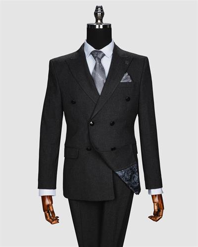 Ech. 2344 Düz Kumaş Kruvaze Takım Elbise