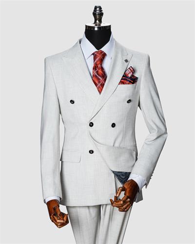 Ech. 2344 Düz Kumaş Kruvaze Takım Elbise