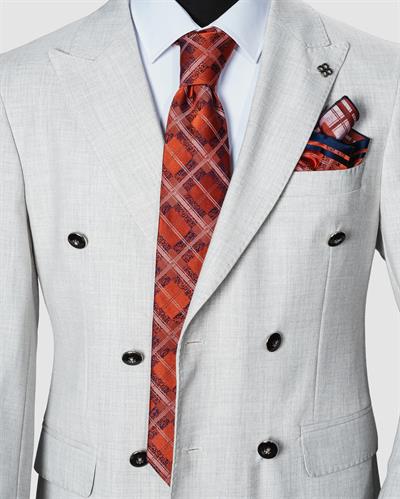 Ech. 2344 Düz Kumaş Kruvaze Takım Elbise