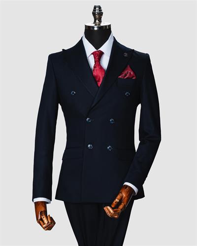 Ech. 2344 Düz Kumaş Kruvaze Takım Elbise