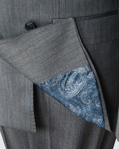 Ech. 2344-26 Gri Kumaş Mavi Çizgili Kruvaze Takım