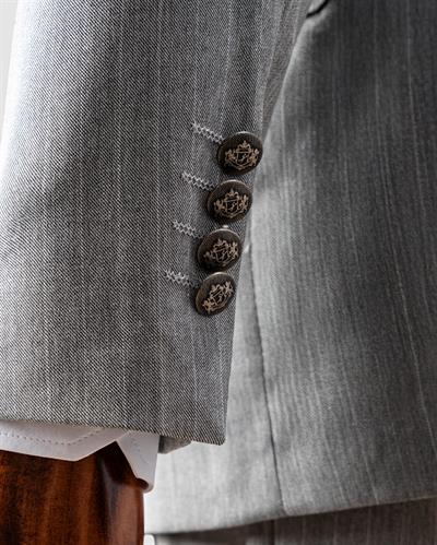 Ech. 2344-28 Gri Kumaş Beyaz Çizgili Kruvaze Takım Elbise