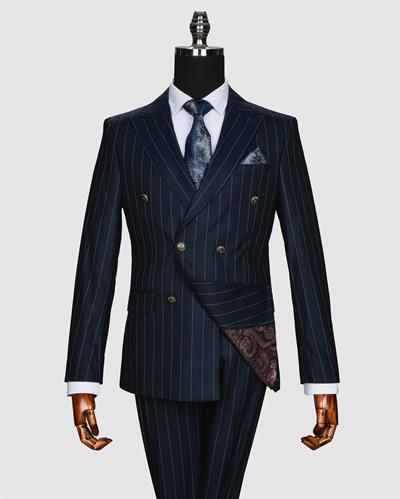 Ech. 2344-27 Geniş Çizgili Kruvaze Takım Elbise