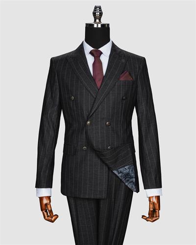 Ech. 2344 Geniş Çizgili Kruvaze Takım Elbise