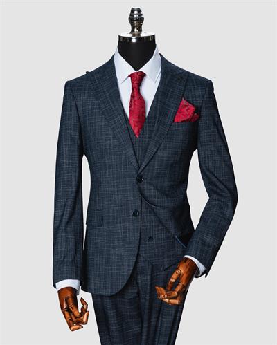 Ech. 2351-2750 Sivri Yaka Ekose Yelekli Takım