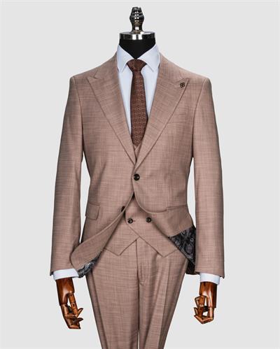 Ech.2359 Kendinden Desenli Yelekli Takım