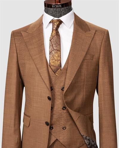 Ech.2359 Kendinden Desenli Yelekli Takım