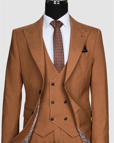 Ech.2351 Düz Kumaş Yelekli Takım Elbise