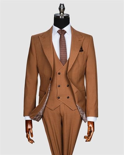 Ech.2351 Düz Kumaş Yelekli Takım Elbise