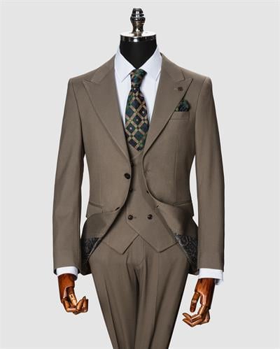 Ech. 2352 Düz Kumaş Yelekli Takım Elbise