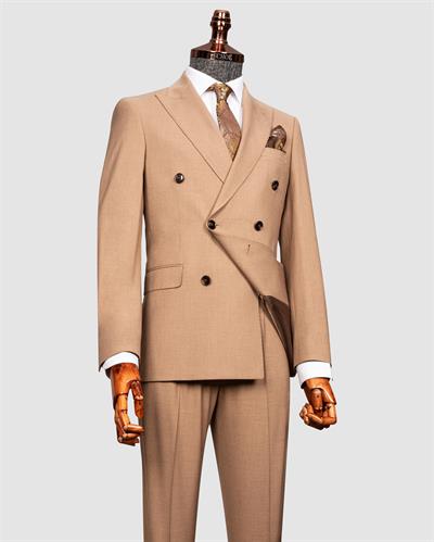 Ech.2774 Sivri Yaka Düz Kumaş Duble Paça Kruvaze Tke