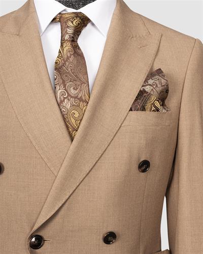 Ech.2774 Sivri Yaka Düz Kumaş Duble Paça Kruvaze Tke