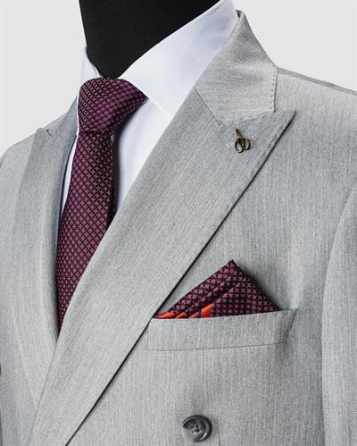 Ech.2774 Sivri Yaka Düz Kumaş Duble Paça Kruvaze Tke