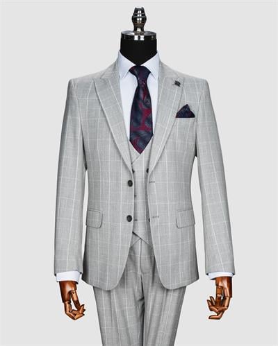 Ssa Prt 291 Ekose Yelekli Takım Elbise