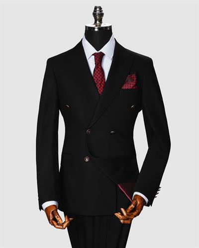 Ssa 2609 Düz Kumaş Kruvaze Duble Paça Takım Elbise