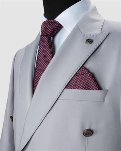 Ssa 2609 Düz Kumaş Kruvaze Duble Paça Takım Elbise