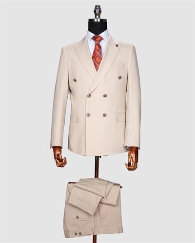 Ssa 2609 Düz Kumaş Kruvaze Duble Paça Takım Elbise