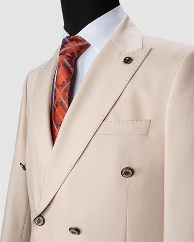 Ssa 2609 Düz Kumaş Kruvaze Duble Paça Takım Elbise