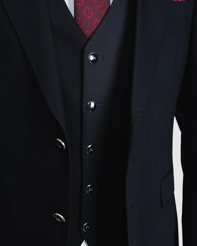 Ssa 2610 Düz Kumaş Yelekli & Duble Paça Takım