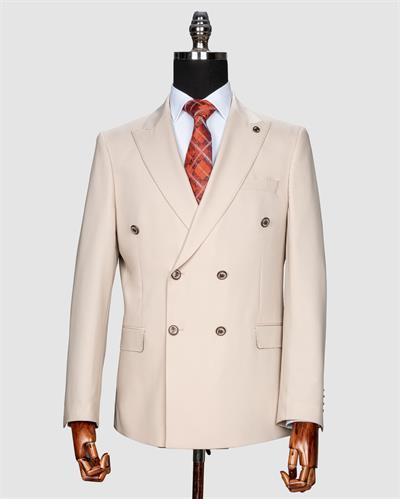 Ssa 2609 Düz Kumaş Kruvaze Duble Paça Takım Elbise