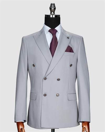 Ssa 2609 Düz Kumaş Kruvaze Duble Paça Takım Elbise