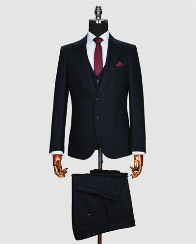 Ssa 2610 Düz Kumaş Yelekli & Duble Paça Takım