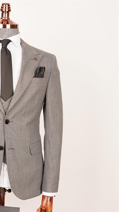 Ssa 2351 Kesik Çizgili Yelekli Takım