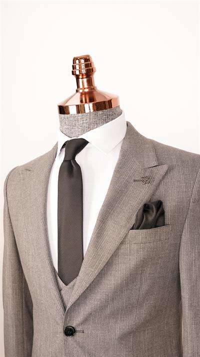 Ssa 2351 Kesik Çizgili Yelekli Takım