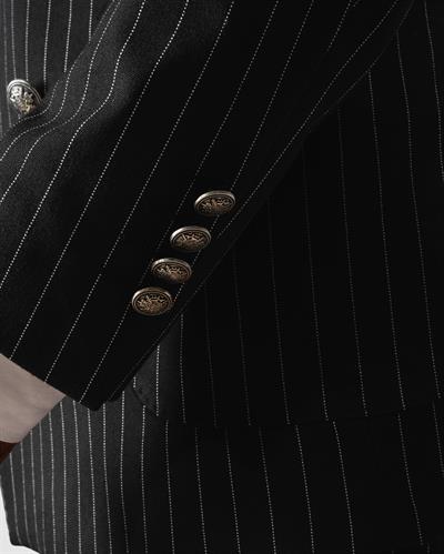 Ech.2443 Kruvaze Beyaz Çizgili Takım Elbise