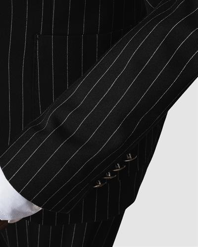 Ech.2443 Kruvaze Beyaz Çizgili Takım Elbise