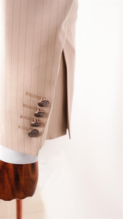 Ech.2443 Kruvaze Beyaz Çizgili Takım Elbise