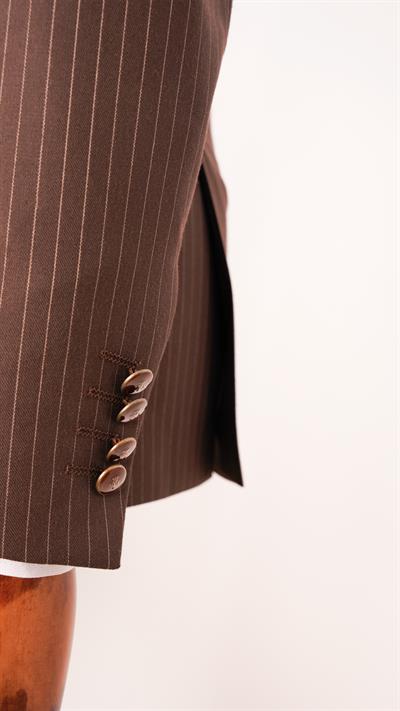 Ech.2443 Kruvaze Beyaz Çizgili Takım Elbise