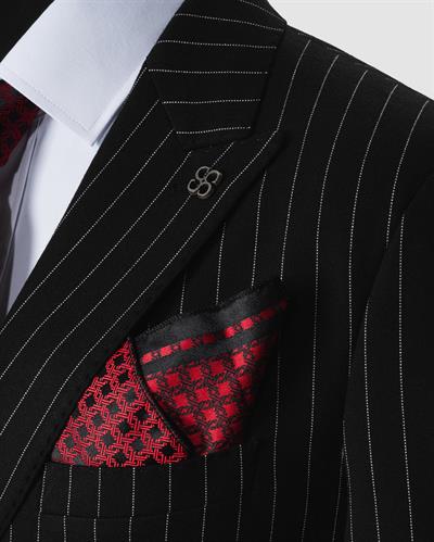 Ech.2443 Kruvaze Beyaz Çizgili Takım Elbise