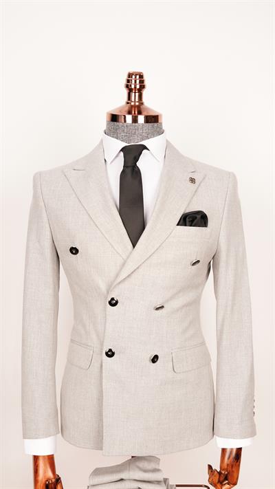 Ech. 2344 Düz Kumaş Kruvaze Takım Elbise