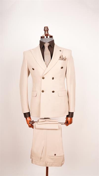 Ech. 2344 Düz Kumaş Kruvaze Takım Elbise