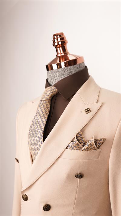 Ech. 2344 Düz Kumaş Kruvaze Takım Elbise