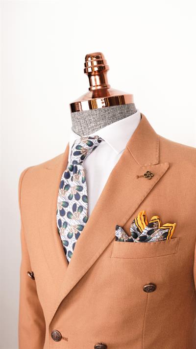 Ech. 2344 Düz Kumaş Kruvaze Takım Elbise