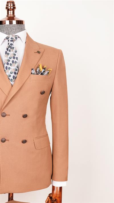 Ech. 2344 Düz Kumaş Kruvaze Takım Elbise