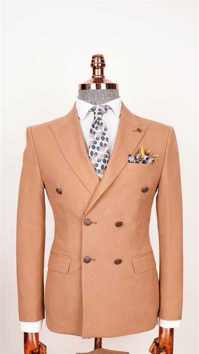 Ech. 2344 Düz Kumaş Kruvaze Takım Elbise