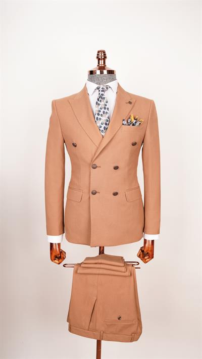 Ech. 2344 Düz Kumaş Kruvaze Takım Elbise