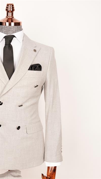 Ech. 2344 Düz Kumaş Kruvaze Takım Elbise